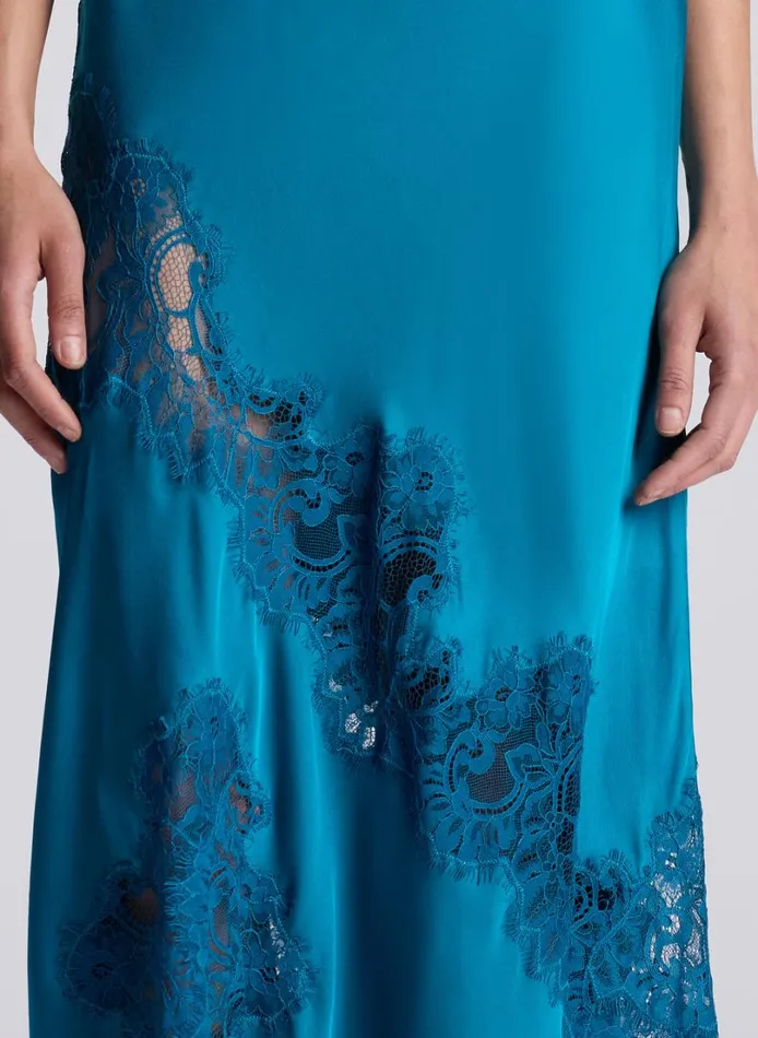 Women Dresses ALC Alessia Satin And Lace Maxi Dress Bright Flourite