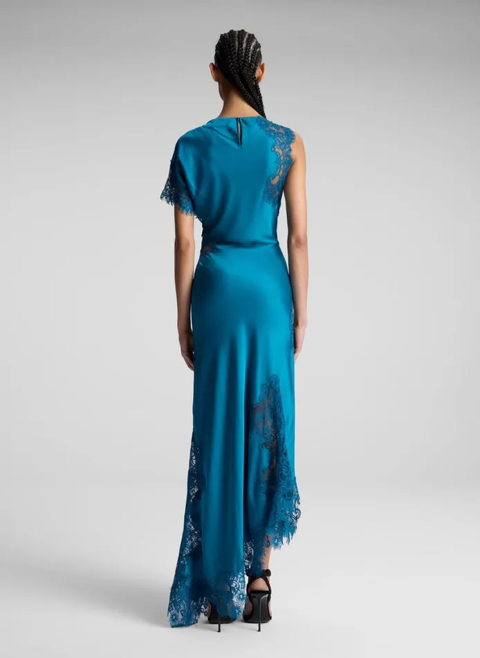 Women Dresses ALC Alessia Satin And Lace Maxi Dress Bright Flourite