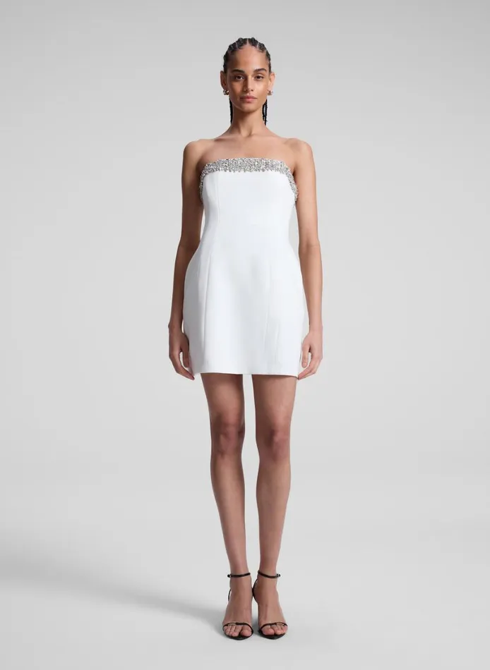 Women Dresses ALC Elsie Embellished Trim Strapless Mini Dress Whitecrystal