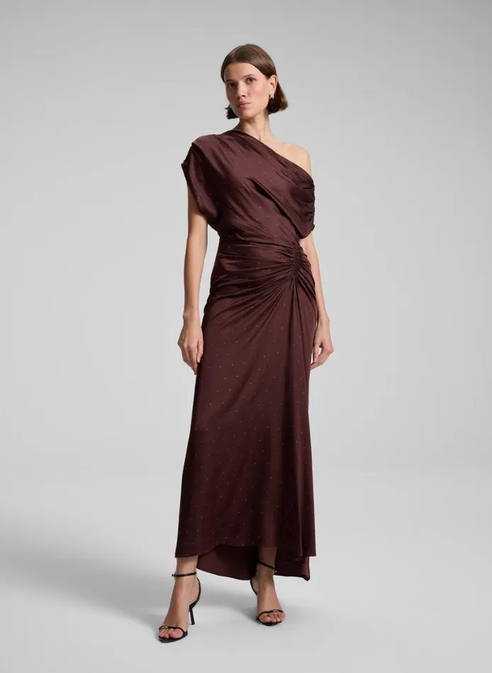 Women Dresses ALC Penny Embellished Satin Maxi Dress Ganache