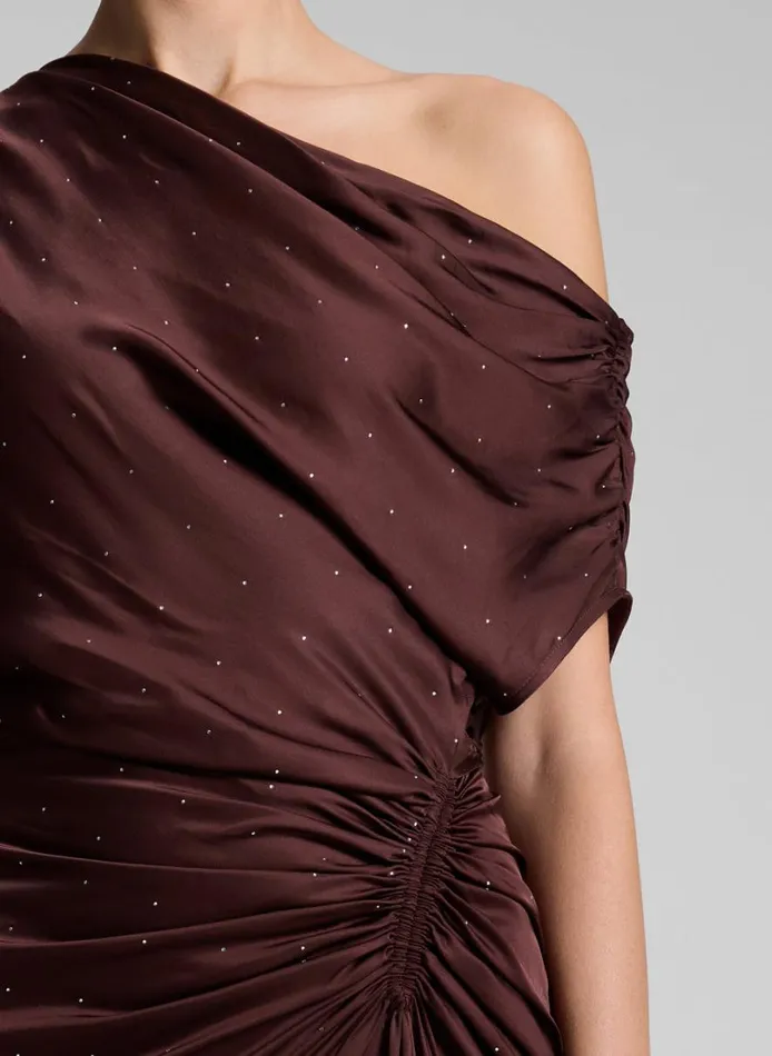 Women Dresses ALC Penny Embellished Satin Maxi Dress Ganache