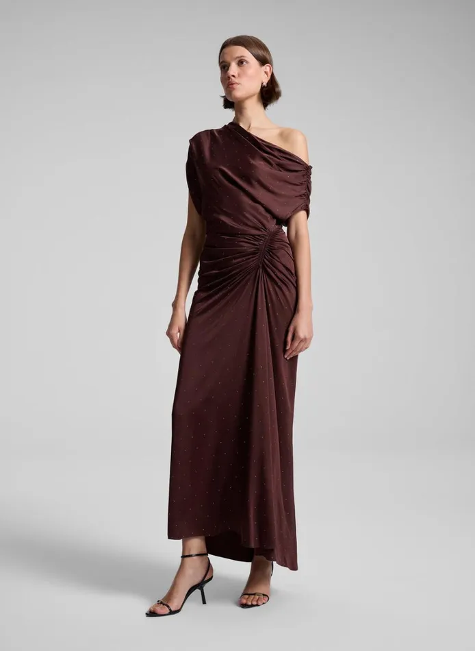 Women Dresses ALC Penny Embellished Satin Maxi Dress Ganache