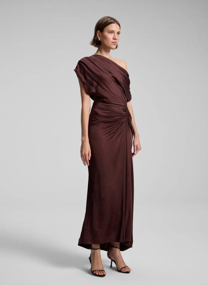Women Dresses ALC Penny Embellished Satin Maxi Dress Ganache