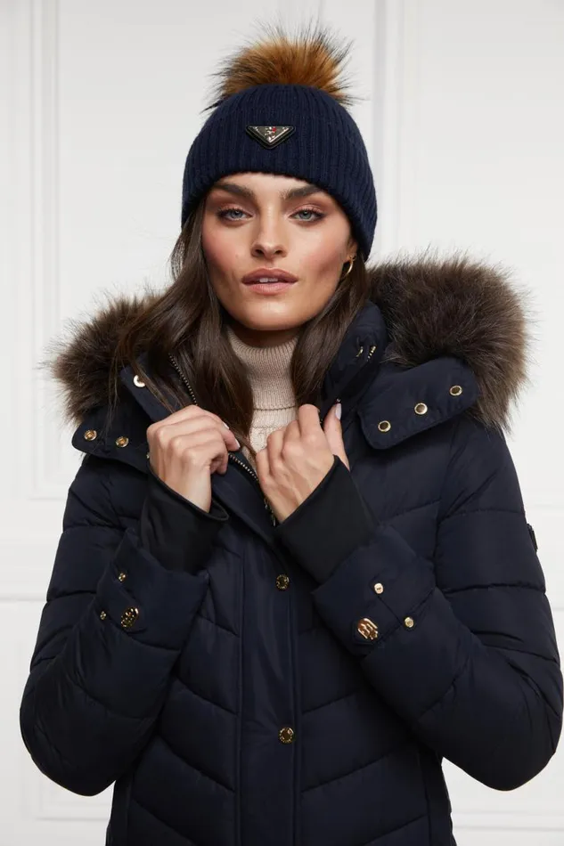 WomenEquestrian Hats and Headbands Holland Cooper Burghley Bobble Hat Ink Navy WomenEquestrian Hats and Headbands Holland Cooper Burghley Bobble Hat Ink Navy