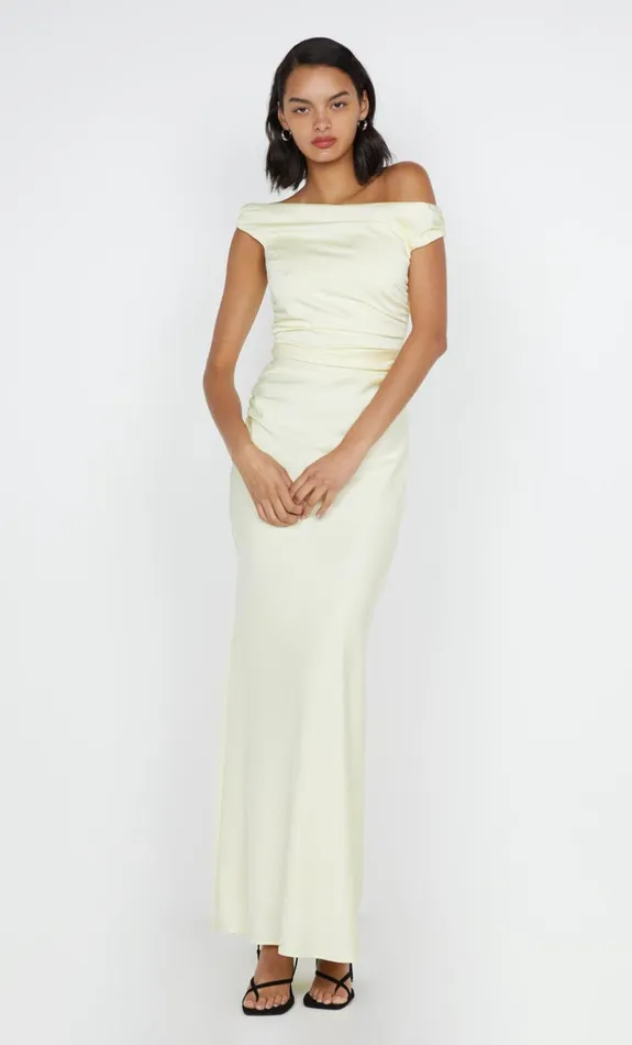 Women ETERNITY OFF SHOULDER MAXI 8211 ICE YELLOW Bec Bridge Prom Dresses