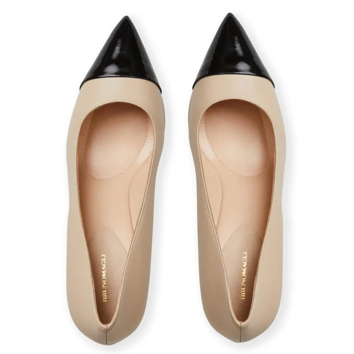 Women Evening Bruno Magli TARA Pump CREAMBLACK PATENT