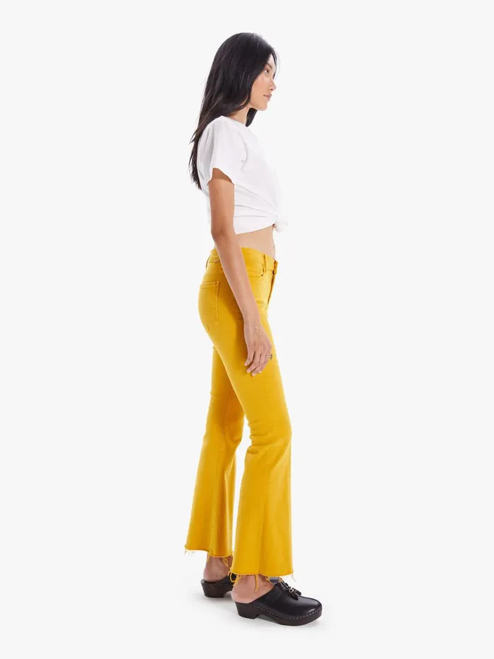Women Flare Mother Denim The Weekender Fray Gold