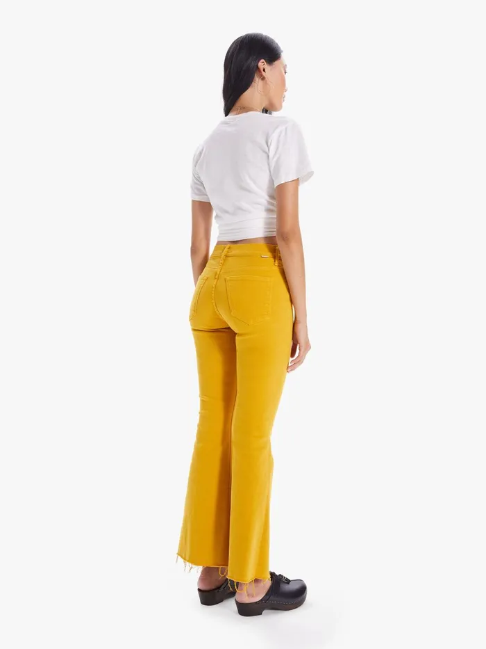 Women Flare Mother Denim The Weekender Fray Gold