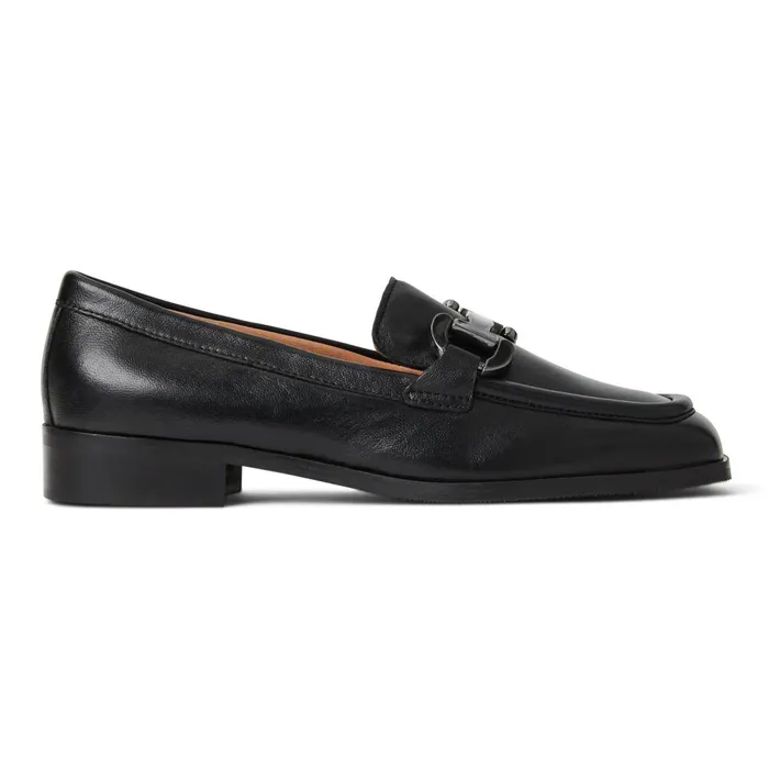 Women Flats and Loafers Bruno Magli Natalie Square Toe LoaferBlack Leather