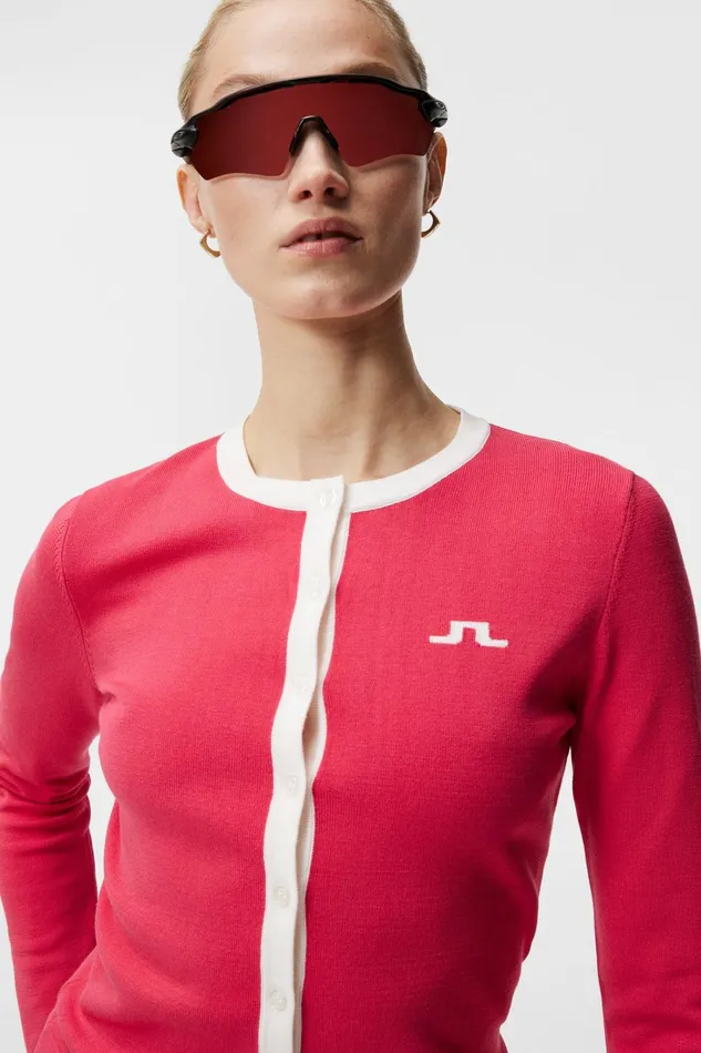 Women Freda Knitted Cardigan Azalea JLindeberg Knitwear Women Freda Knitted Cardigan Azalea JLindeberg Knitwear