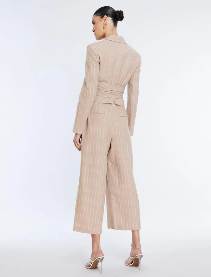 Women FrontTie Jacket Khakiwhite BCBG Suiting Women FrontTie Jacket Khakiwhite BCBG Suiting
