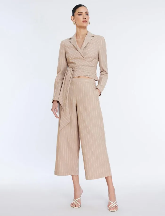 Women FrontTie Jacket Khakiwhite BCBG Suiting Women FrontTie Jacket Khakiwhite BCBG Suiting