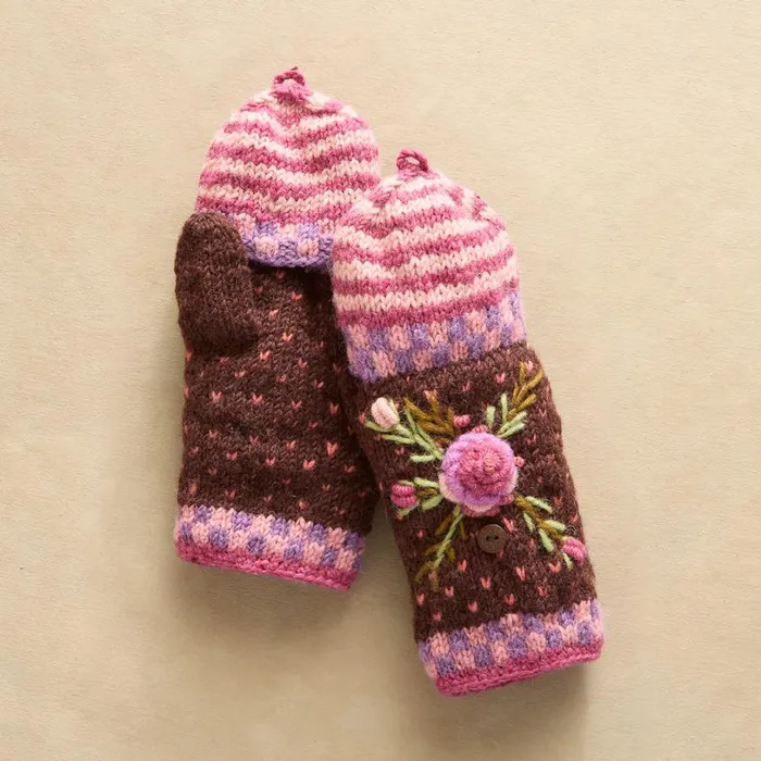Women Frosty Blooms Convertible Mittens Raisin Sundance Catalog Scarves and Gloves Women Frosty Blooms Convertible Mittens Raisin Sundance Catalog Scarves and Gloves