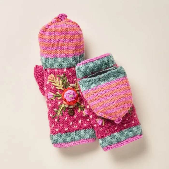 Women Frosty Blooms Convertible Mittens Raisin Sundance Catalog Scarves and Gloves Women Frosty Blooms Convertible Mittens Raisin Sundance Catalog Scarves and Gloves