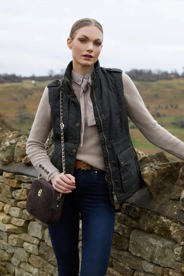 Women Gilets Holland Cooper Alma Wax Gilet Dark Olive