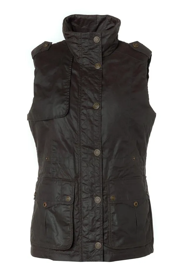 Women Gilets Holland Cooper Alma Wax Gilet Dark Olive Women Gilets Holland Cooper Alma Wax Gilet Dark Olive
