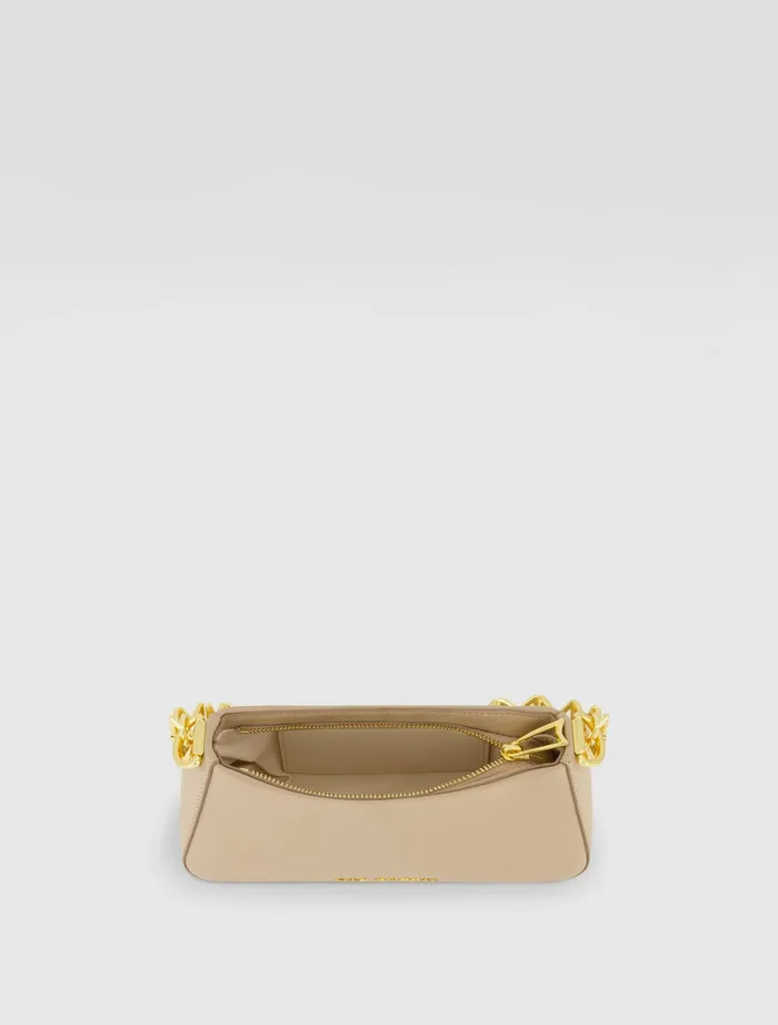 Women Gold Strap Small Taupe Nappa Leather Shoulder Bag 8211 FINAL SALE Taupe Shoulder Bags Mac Duggal