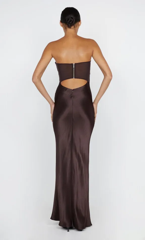 Women HALLE STRAPLESS DRESS 8211 CHOCOLATE Bec Bridge Wedding Guest