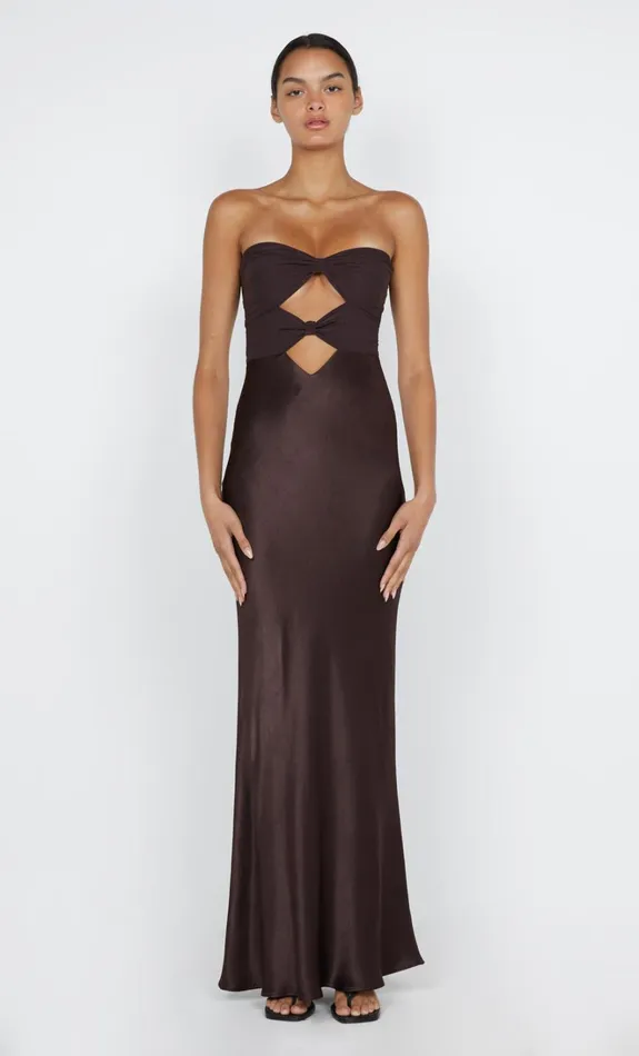 Women HALLE STRAPLESS DRESS 8211 CHOCOLATE Bec Bridge Wedding Guest