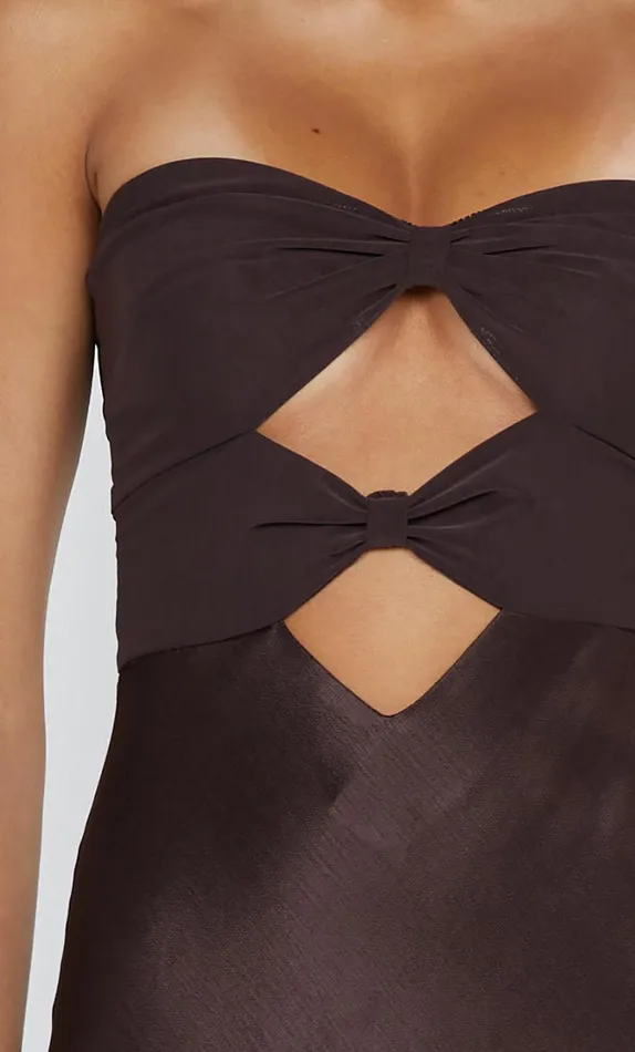 Women HALLE STRAPLESS DRESS 8211 CHOCOLATE Bec Bridge Wedding Guest