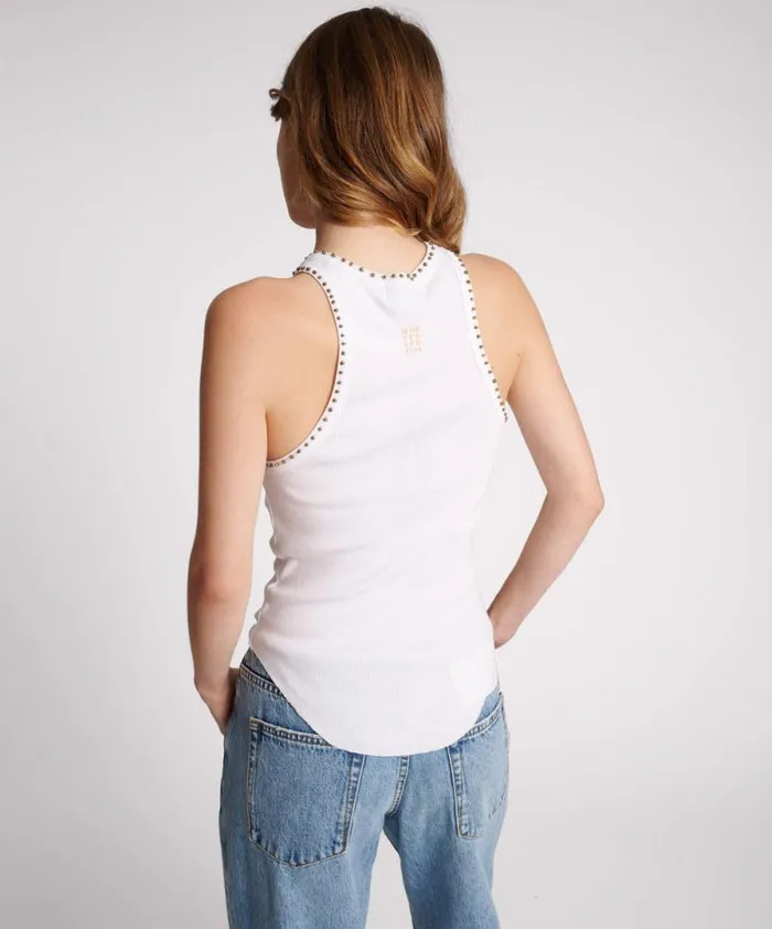 Women HAND BEADED RAMONE RIB TANK One Teaspoon Tops Women HAND BEADED RAMONE RIB TANK One Teaspoon Tops
