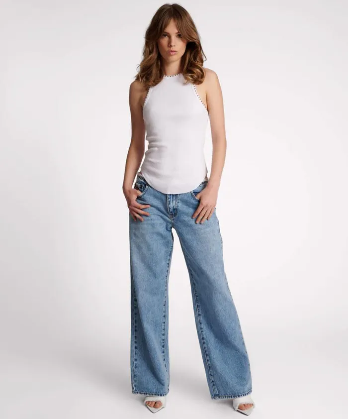 Women HAND BEADED RAMONE RIB TANK One Teaspoon Tops Women HAND BEADED RAMONE RIB TANK One Teaspoon Tops