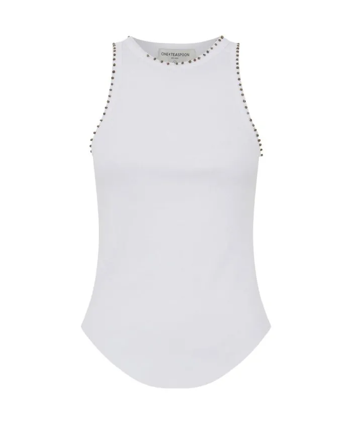 Women HAND BEADED RAMONE RIB TANK One Teaspoon Tops Women HAND BEADED RAMONE RIB TANK One Teaspoon Tops