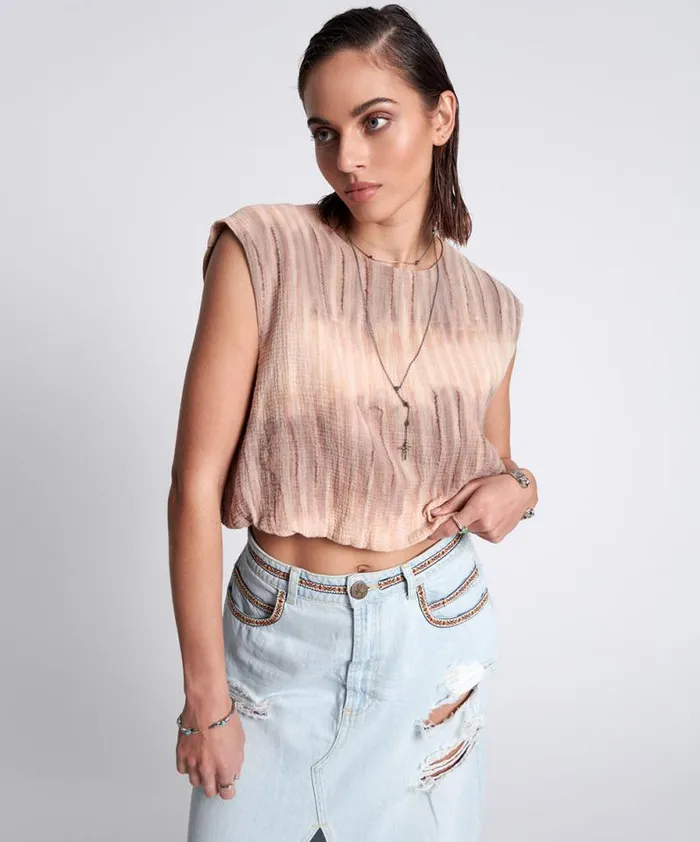 Women HAND DYED BACKLESS BUBBLE TOP One Teaspoon Tops