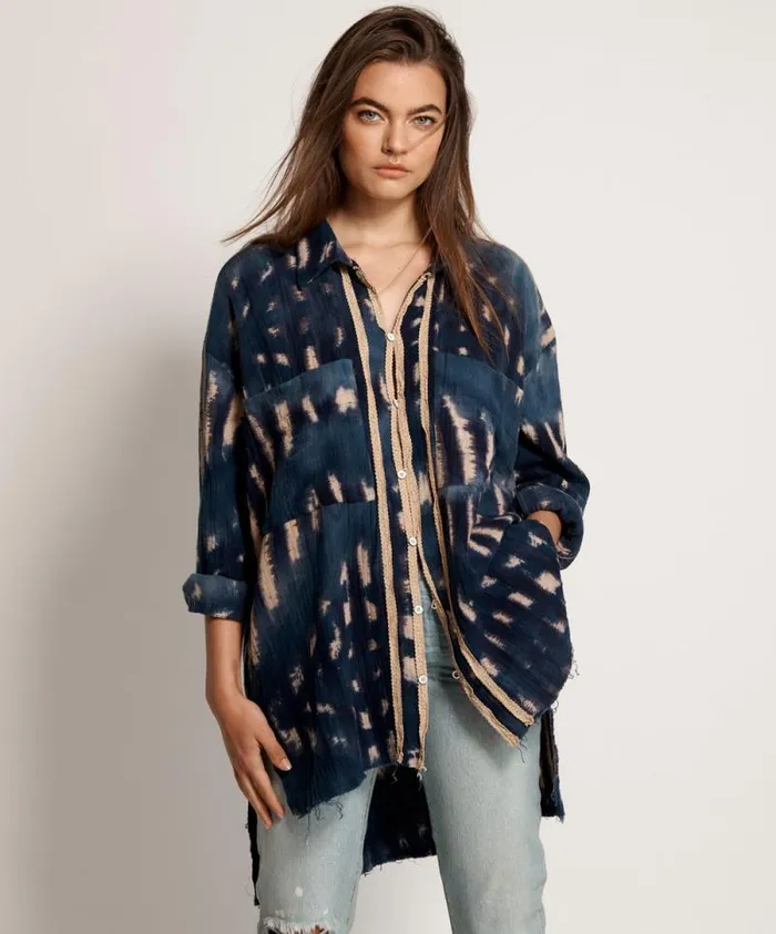 Women HAND TIE DYE SANTORINI SHIRT One Teaspoon Shirts