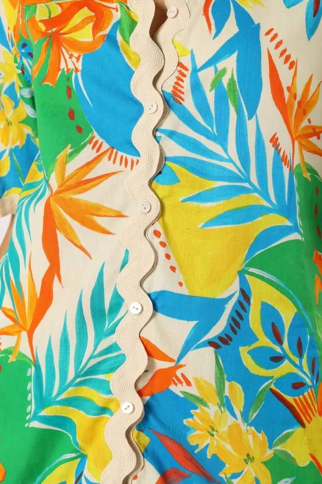 Women Harriet Button Down Top Malta Print Matching Sets Petal and Pup