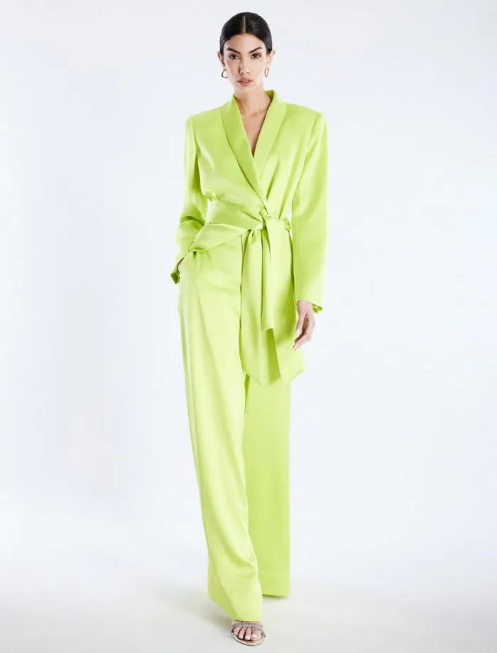 Women Harrison WideLeg Satin Trouser Lime Punch BCBG Bottoms Women Harrison WideLeg Satin Trouser Lime Punch BCBG Bottoms