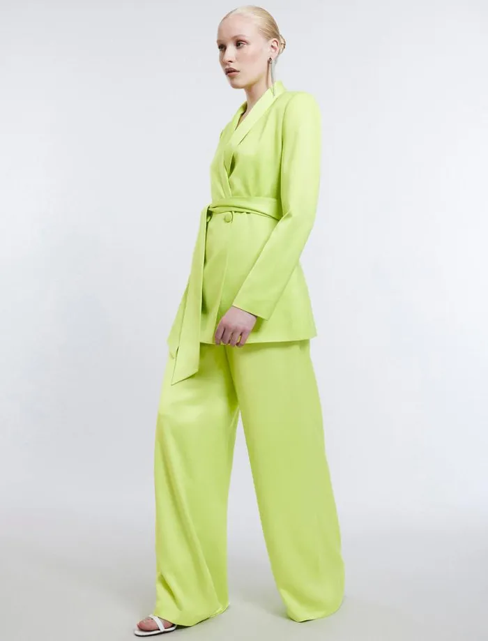 Women Harrison WideLeg Satin Trouser Lime Punch BCBG Bottoms Women Harrison WideLeg Satin Trouser Lime Punch BCBG Bottoms