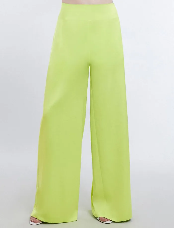 Women Harrison WideLeg Satin Trouser Lime Punch BCBG Bottoms Women Harrison WideLeg Satin Trouser Lime Punch BCBG Bottoms