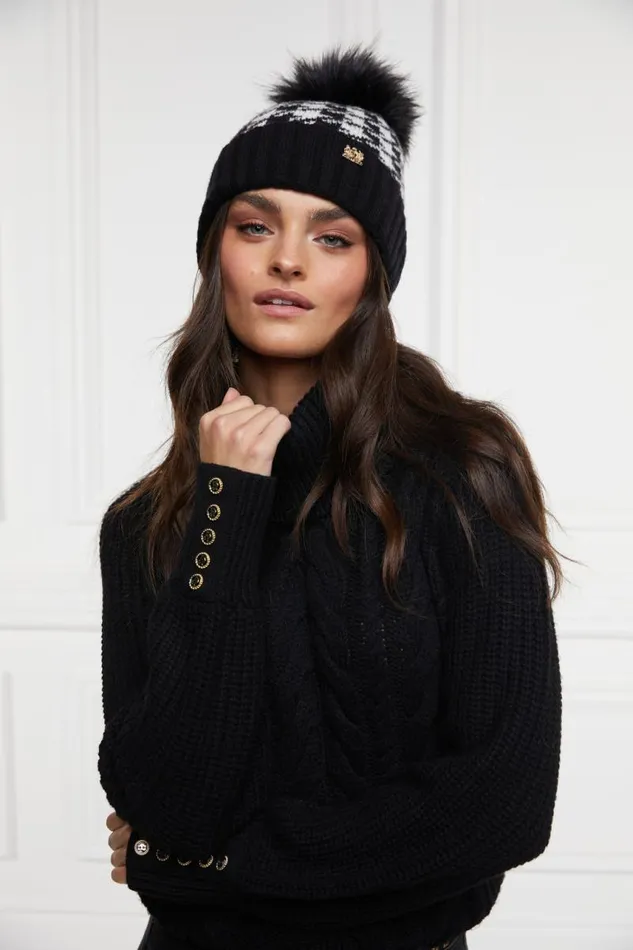 Women Hats and Headbands Holland Cooper Heritage Bobble Hat Houndstooth