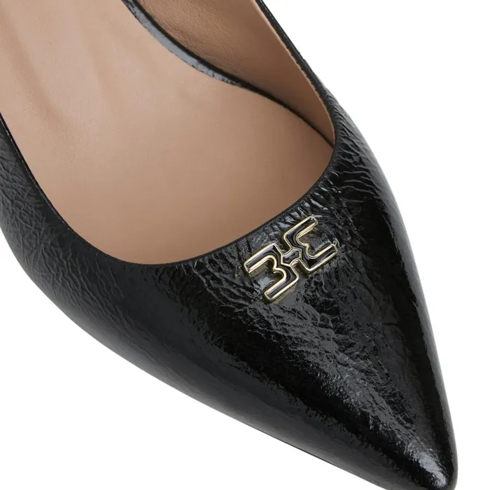 Women Heels Bruno Magli FIONA Slingback Pump BLACK CRINKLE PATENT