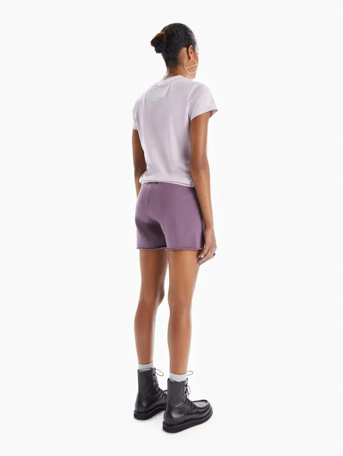 Women High Rise Mother Denim The Bender Short Fray Purple