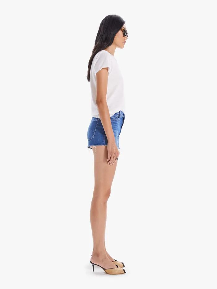 Women High Rise Mother Denim The Easy Does It Short Medium Blue