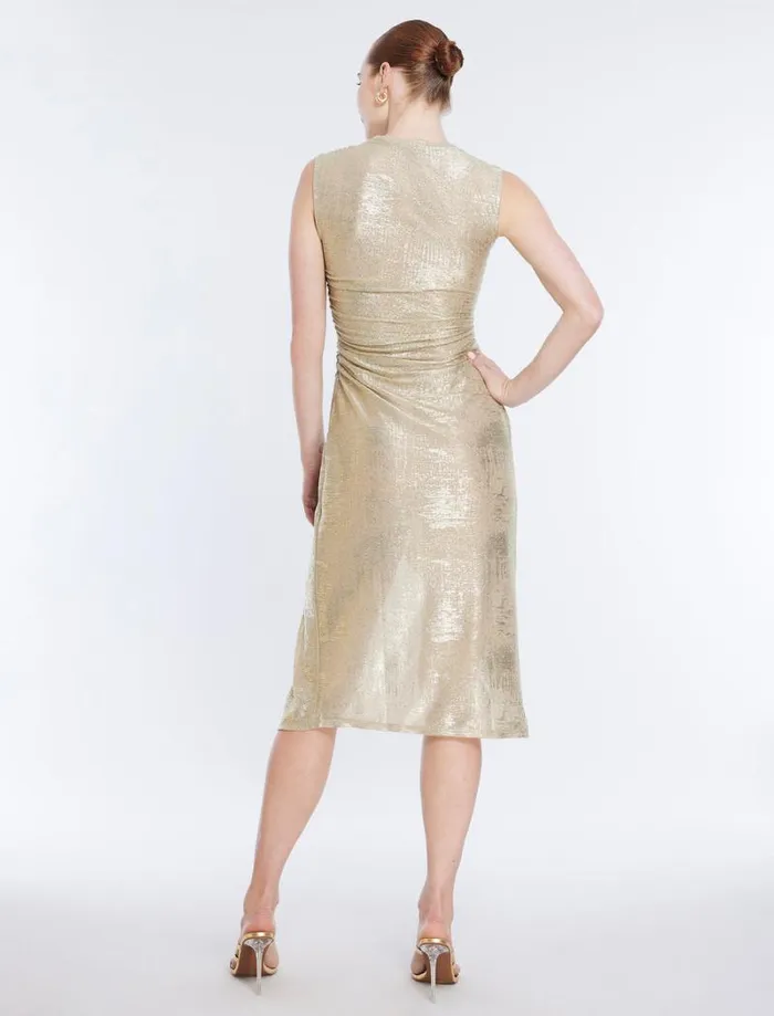 Women Ilaria Sleeveless Metallic Midi Dress Gold BCBG Dresses Women Ilaria Sleeveless Metallic Midi Dress Gold BCBG Dresses
