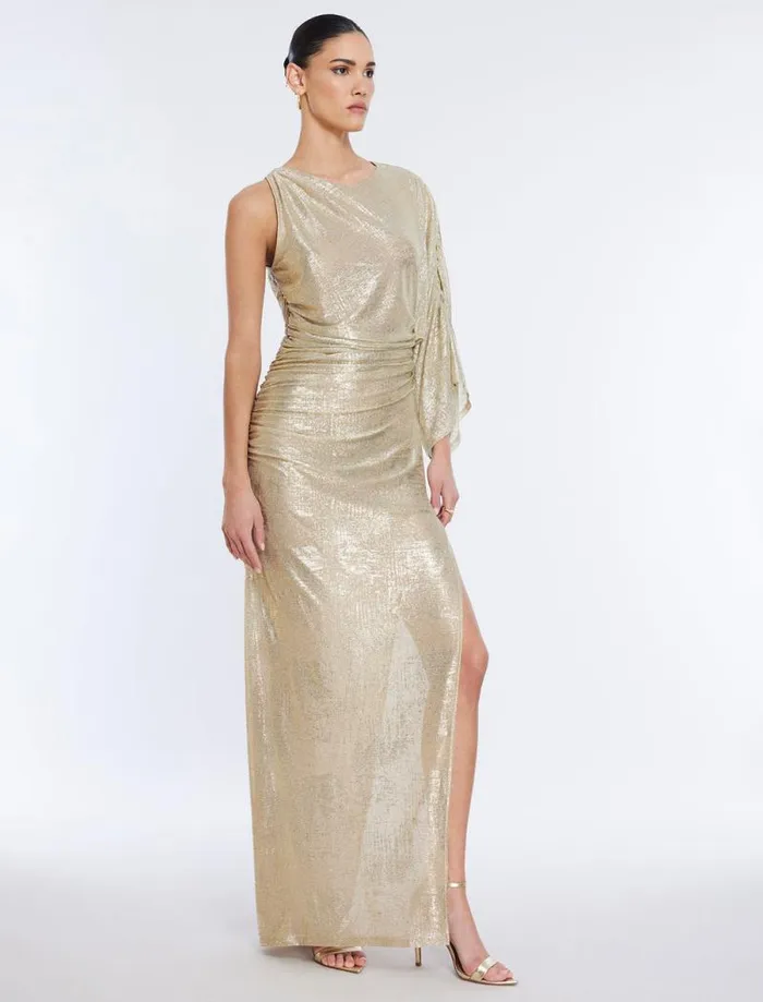 Women Ilona Metallic Evening Gown Gold BCBG Dresses Women Ilona Metallic Evening Gown Gold BCBG Dresses