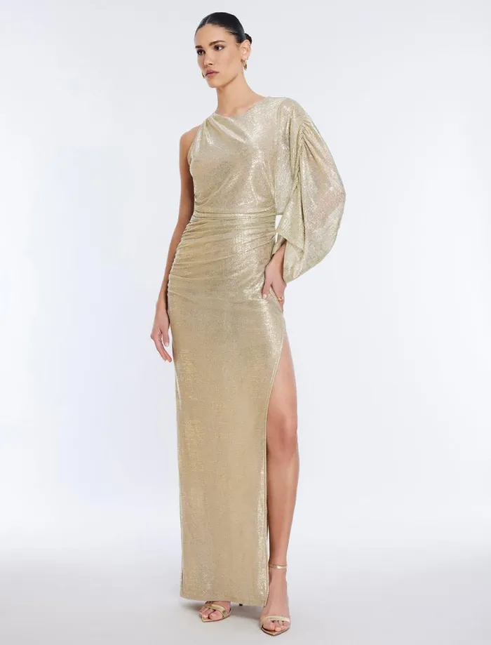 Women Ilona Metallic Evening Gown Gold BCBG Dresses Women Ilona Metallic Evening Gown Gold BCBG Dresses