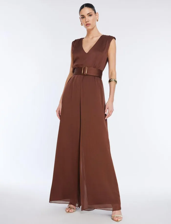 Women Imogen Belted Jumpsuit Chocolate BCBG Jumpsuits and Rompers Women Imogen Belted Jumpsuit Chocolate BCBG Jumpsuits and Rompers