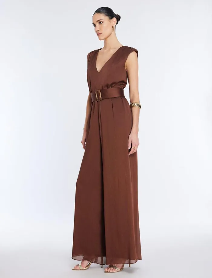 Women Imogen Belted Jumpsuit Chocolate BCBG Jumpsuits and Rompers Women Imogen Belted Jumpsuit Chocolate BCBG Jumpsuits and Rompers