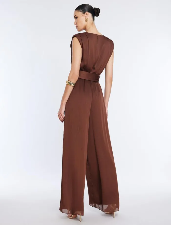 Women Imogen Belted Jumpsuit Chocolate BCBG Jumpsuits and Rompers Women Imogen Belted Jumpsuit Chocolate BCBG Jumpsuits and Rompers