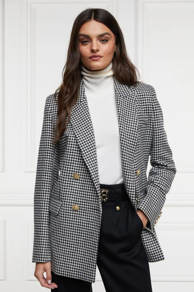 Women In Stock Tailoring Holland Cooper Belgravia Blazer Black and White Puppy Tooth