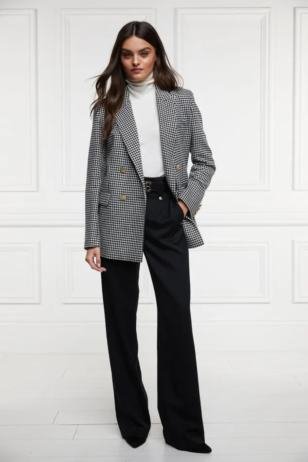 Women In Stock Tailoring Holland Cooper Belgravia Blazer Black and White Puppy Tooth