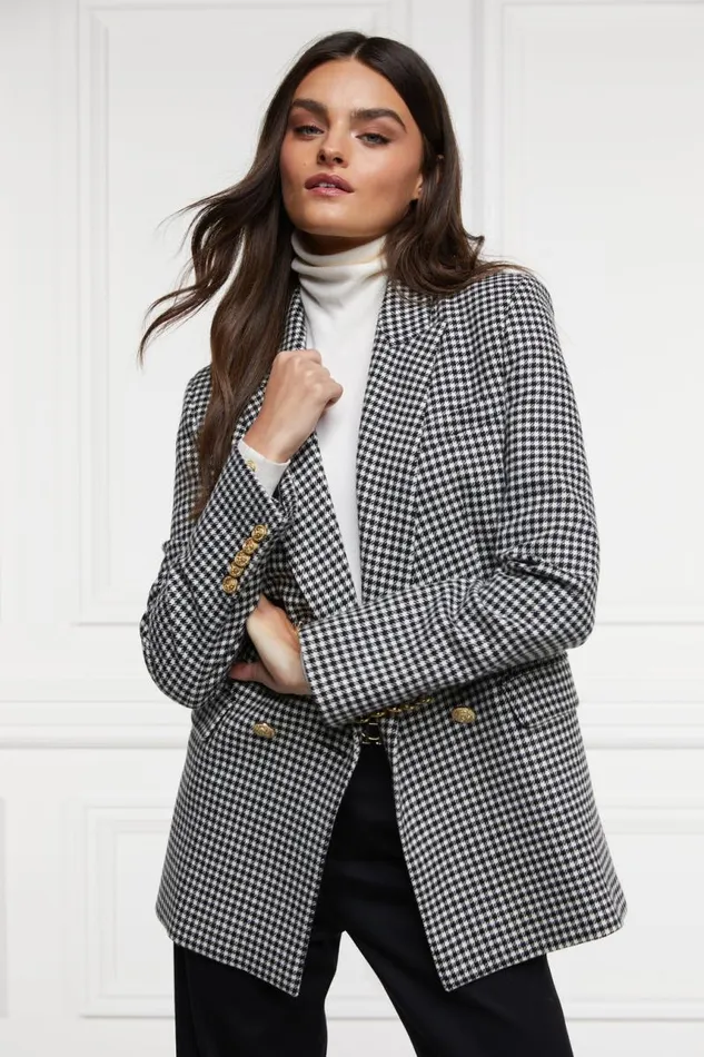 Women In Stock Tailoring Holland Cooper Belgravia Blazer Black and White Puppy Tooth