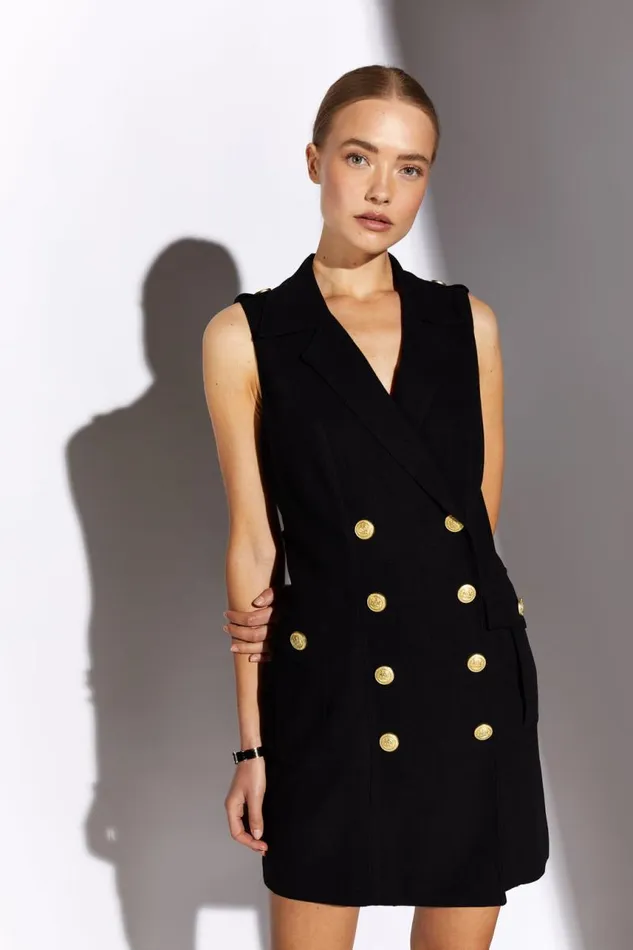 Women In Stock Tailoring Holland Cooper Chelsea Dress Black Linen