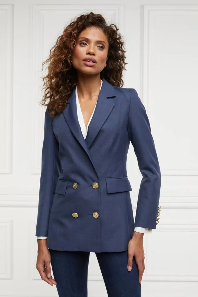 Women In Stock Tailoring Holland Cooper Double Breasted Blazer Denim