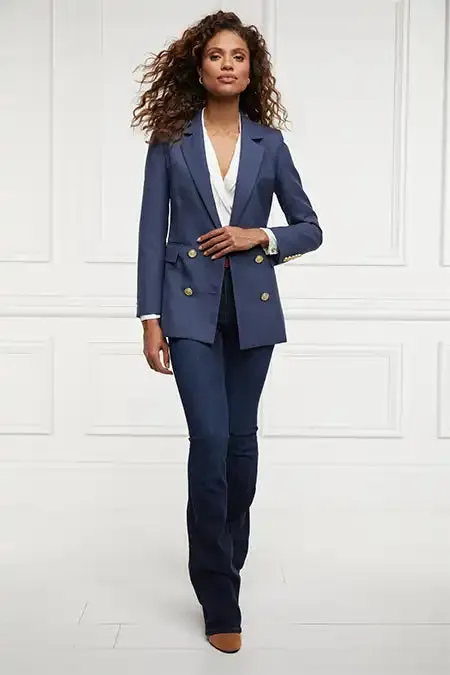 Women In Stock Tailoring Holland Cooper Double Breasted Blazer Denim