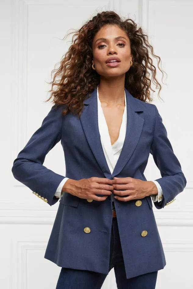 Women In Stock Tailoring Holland Cooper Double Breasted Blazer Denim